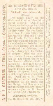 1907 Gartmann Aus verschiedenen Provinzen (From Different Provinces) Serie 209 #5 Ruckkehr vom Jahrmarkt Back