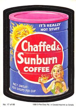 1988 O-Pee-Chee Wacky Packages #17 Chaffed & Sunburn Coffee Front