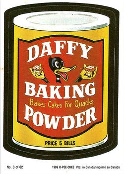1989 O-Pee-Chee Wacky Packages #3 Daffy Baking Powder Front