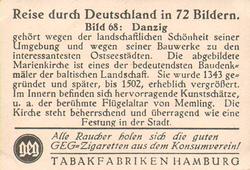 1931 GEG (Gross Einkaufs Genossenschaft) Reise durch Deutschland (Travel Through Germany) #68 Danzig Back