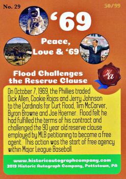 2019 Historic Autographs 1969 #29 Flood Challenges the Reserve Clause Back