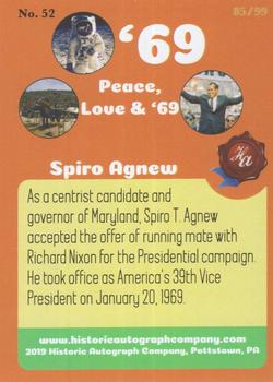 2019 Historic Autographs 1969 #52 Spiro Agnew Back