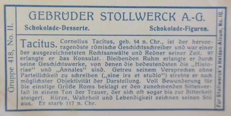 1908 Stollwerck Album 10 Gruppe 418 Romische Geisteshelden (Roman Spiritual Heroes)  #II Tacitus Back