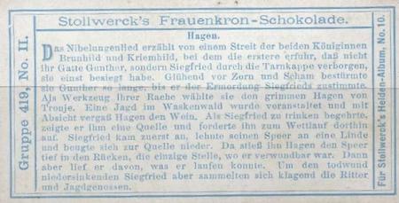 1908 Stollwerck Album 10 Gruppe 419 Deutsche Heldensade (German Hero Saga)  #II Hagen Back