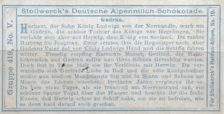 1908 Stollwerck Album 10 Gruppe 419 Deutsche Heldensade (German Hero Saga)  #V Gudrun Back