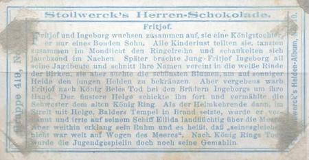1908 Stollwerck Album 10 Gruppe 419 Deutsche Heldensade (German Hero Saga)  #VI Fritjof Back