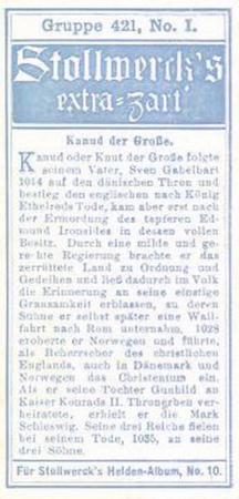1908 Stollwerck Album 10 Gruppe 421 Fremde Helden (Foreign Heroes)  #I Kanud der Grosse Back