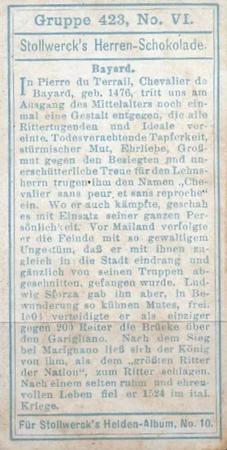 1908 Stollwerck Album 10 Gruppe 423 Befreier und Eroberer (Liberators and Conquerors)  #VI Bayard Back