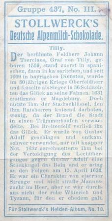 1908 Stollwerck Album 10 Gruppe 437 Helden des 30 jahrigen Krieges (Heroes of the 30 Years War)  #III Tilly Back