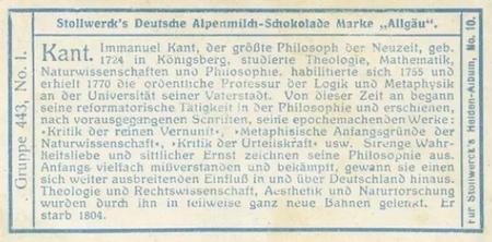 1908 Stollwerck Album 10 Gruppe 443 Grosse Staatsmanner, Kriegs- und Geisteshelden (Great Statesman, War and Spiritual Heroes)  #I Kant Back