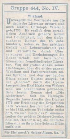 1908 Stollwerck Album 10 Gruppe 444 Deutsche Klassiker (German Classics)  #IV Wieland Back