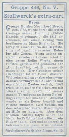 1908 Stollwerck Album 10 Gruppe 446 Freiheitshelden (National Heroes)  #V Byron Back