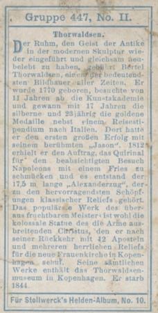 1908 Stollwerck Album 10 Gruppe 447 Berhumte Kunstler und ein koniglicher Macen (Famous Artist and a Royal Macen)  #II Thorwalden Back