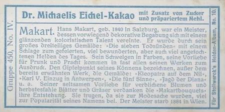 1908 Stollwerck Album 10 Gruppe 450 Grosse Manner des 19.Jahrhunderts (Great Men of the 19th Century)  #IV Makart Back