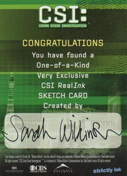 2006 Strictly Ink CSI Series 3 - Sketches #NNO Sarah Wilkinson Back