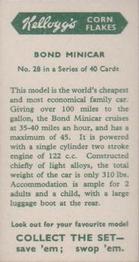 1949 Kellogg's Motor Cars (Black and White) #28 Bond minicar Back