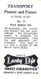1955 Lucky Dip Transport Present and Future #17 Ford Zephyr Six Back
