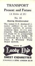 1955 Lucky Dip Transport Present and Future #18 Boeing Stratocruiser Back
