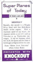 1956 Knockout Super Planes of Today #6 Argonaut Back