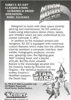 1994 Kenner Action Masters Star Wars #509225-01 R2-D2 Back