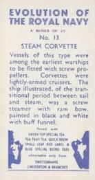 1957 Swettenhams Tea Evolution of the Royal Navy #13 Steam Corvette Back