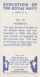 1957 Swettenhams Tea Evolution of the Royal Navy #14 Warrior Back