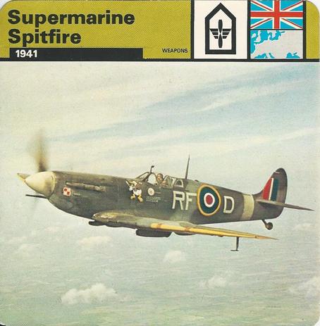 1977 Edito-Service World War II - Deck 01 #13-036-01-21 Supermarine Spitfire Front