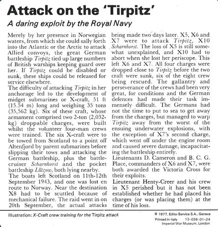 1977 Edito-Service World War II - Deck 01 #13-036-01-24 Attack on the 'Tirpitz' Back