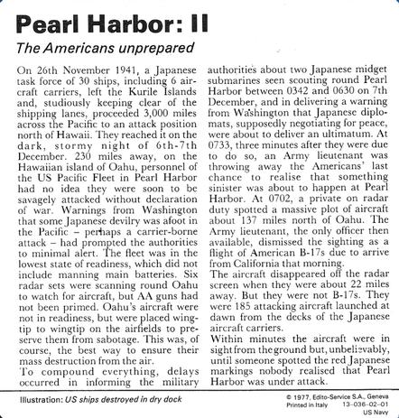 1977 Edito-Service World War II - Deck 02 #13-036-02-01 Pearl Harbor: II Back