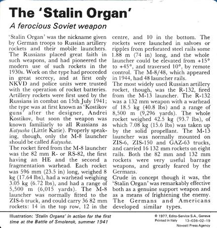1977 Edito-Service World War II - Deck 02 #13-036-02-19 The 'Stalin Organ' Back