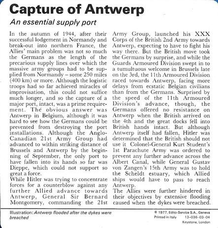 1977 Edito-Service World War II - Deck 03 #13-036-03-04 Capture of Antwerp Back