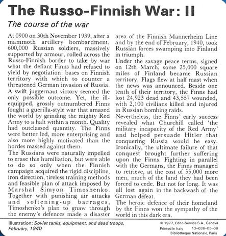 1977 Edito-Service World War II - Deck 05 #13-036-05-08 The Russo-Finnish War: II Back