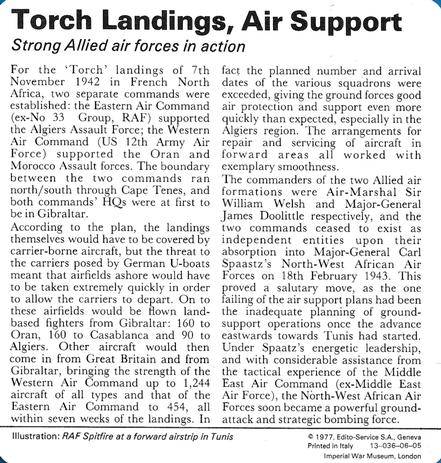 1977 Edito-Service World War II - Deck 06 #13-036-06-05 Torch Landings, Air Support Back