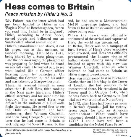 1977 Edito-Service World War II - Deck 07 #13-036-07-24 Hess comes to Britain Back