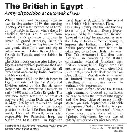1977 Edito-Service World War II - Deck 09 #13-036-09-02 The British in Egypt Back