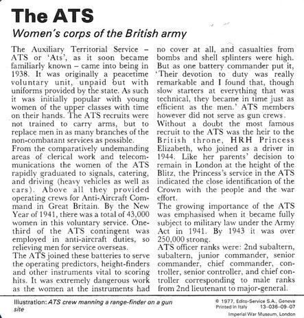 1977 Edito-Service World War II - Deck 09 #13-036-09-07 The ATS Back