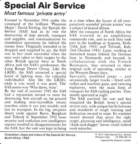 1977 Edito-Service World War II - Deck 09 #13-036-09-14 Special Air Service Back