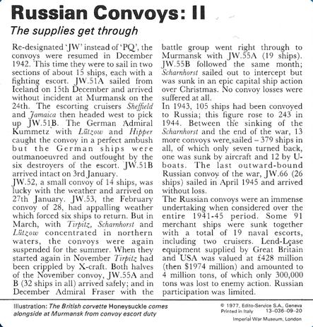 1977 Edito-Service World War II - Deck 09 #13-036-09-20 Russian Convoys: II Back
