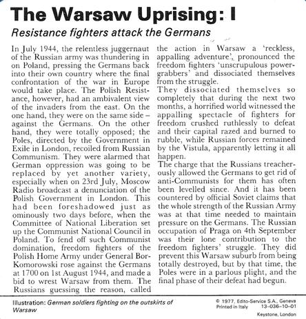 1977 Edito-Service World War II - Deck 10 #13-036-10-01 The Warsaw Uprising: I Back