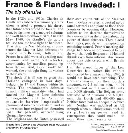 1977 Edito-Service World War II - Deck 10 #13-036-10-04 France & Flanders Invaded: I Back