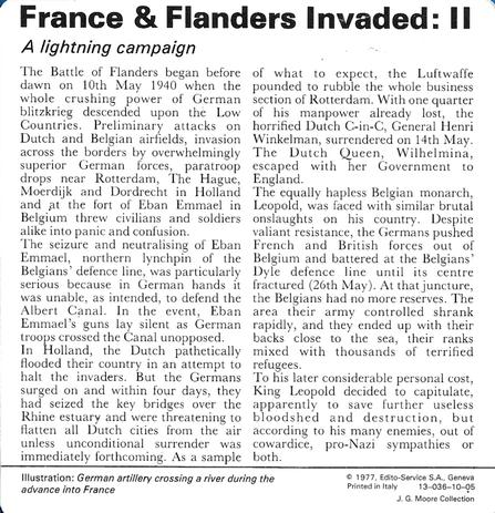 1977 Edito-Service World War II - Deck 10 #13-036-10-05 France & Flanders Invaded: II Back