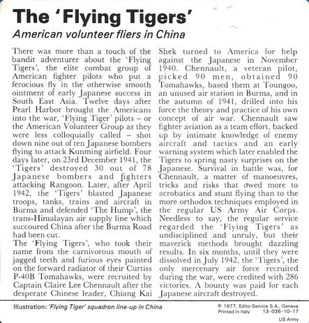 1977 Edito-Service World War II - Deck 10 #13-036-10-17 The 'Flying Tigers' Back