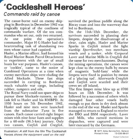 1977 Edito-Service World War II - Deck 88 #13-036-88-01 'Cockleshell Heroes' Back