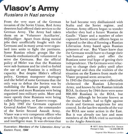 1977 Edito-Service World War II - Deck 88 #13-036-88-04 Vlasov's Army Back