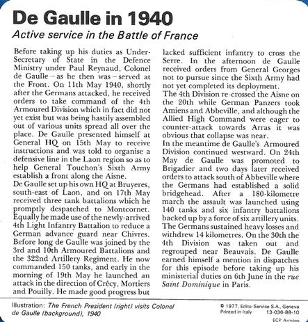 1977 Edito-Service World War II - Deck 88 #13-036-88-10 De Gaulle in 1940 Back