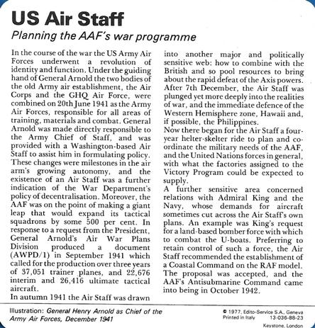1977 Edito-Service World War II - Deck 88 #13-036-88-23 US Air Staff Back
