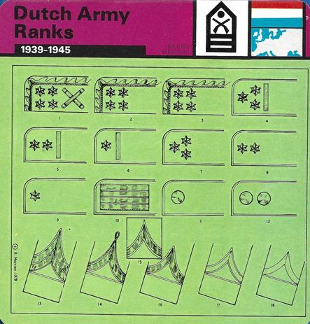 1977 Edito-Service World War II - Deck 101 #13-036-101-16 Dutch Army Ranks Front