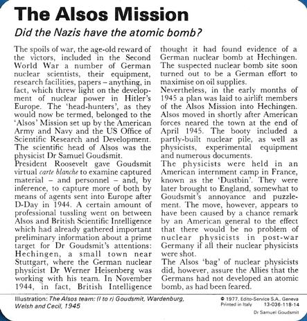 1977 Edito-Service World War II - Deck 118 #13-036-118-14 The Alsos Mission Back