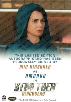2020 Rittenhouse Star Trek: Discovery Season Two - Autographs (Full Bleed Design) #NNO Mia Kirshner Back