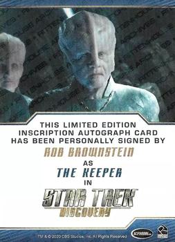 2020 Rittenhouse Star Trek: Discovery Season Two - Autographed Inscriptions (Blue Border Design) #NNO Rob Brownstein Back
